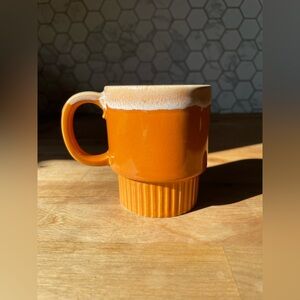 Vintage Orange Ceramic Drip-Edge Coffee Mug